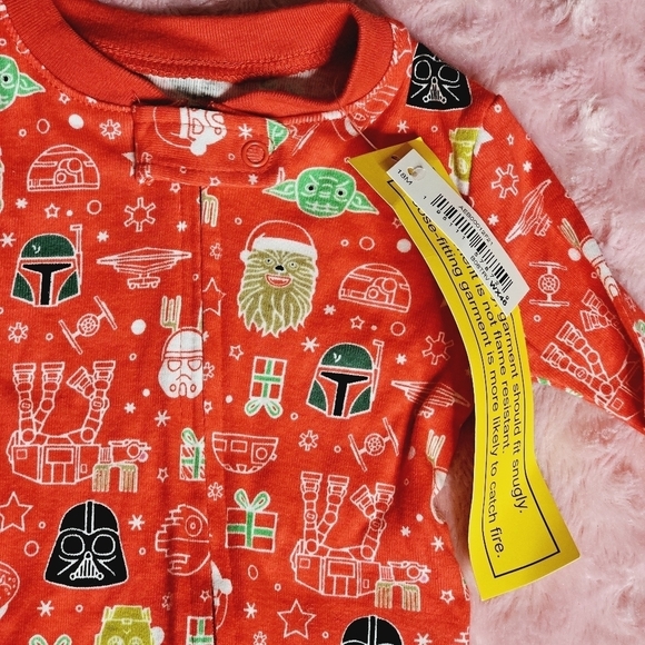 Amazon Essentials Red Star Wars Holiday Christmas Toddler Footie Pyjamas Siz 18M - Picture 4 of 7